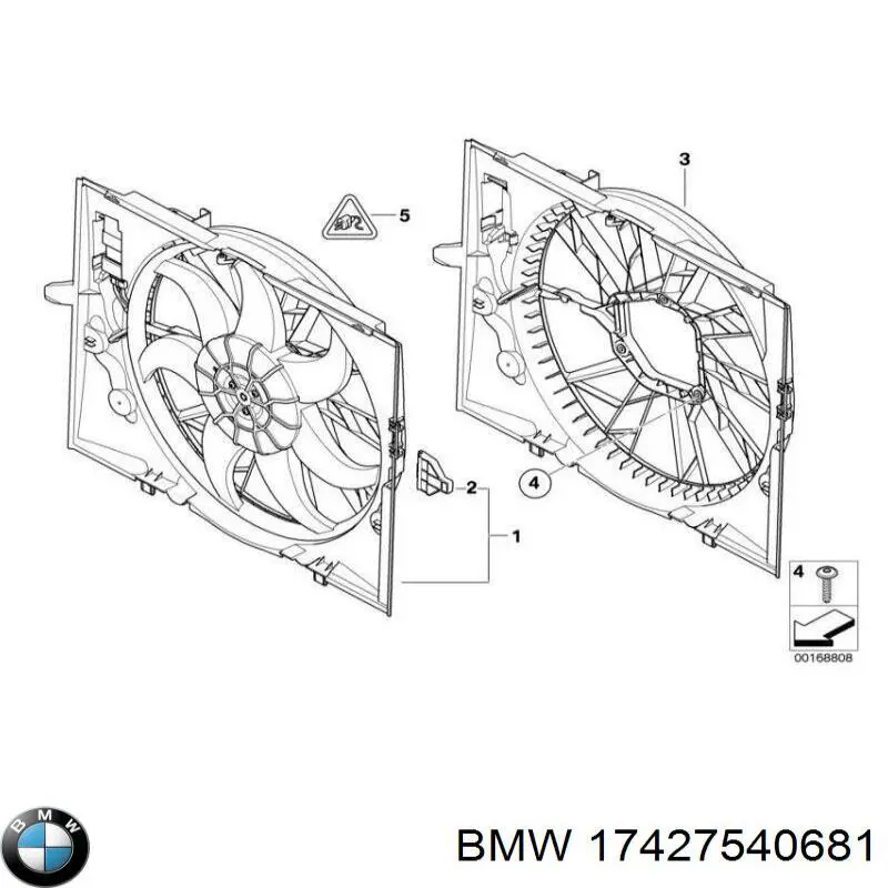 Купити 17427540681 BMW Дифузор радіатора охолодження, в зборі з двигуном і крильчаткою