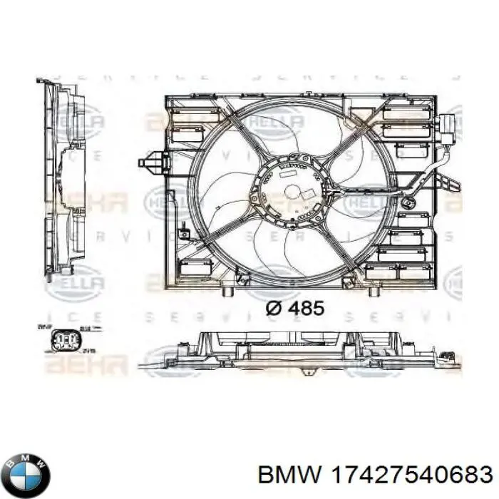 Купити 17427540683 BMW Дифузор радіатора охолодження, в зборі з двигуном і крильчаткою