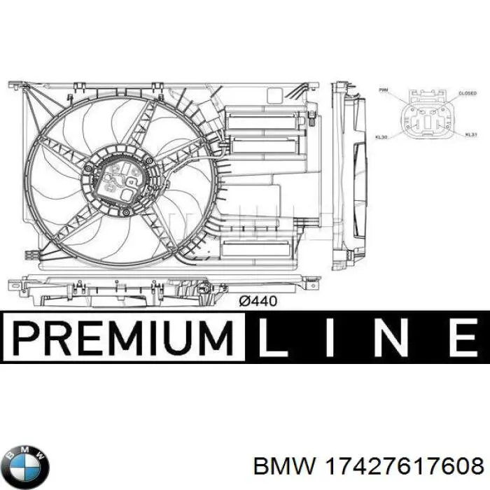 Купити 17427617608 BMW Дифузор радіатора охолодження, в зборі з двигуном і крильчаткою