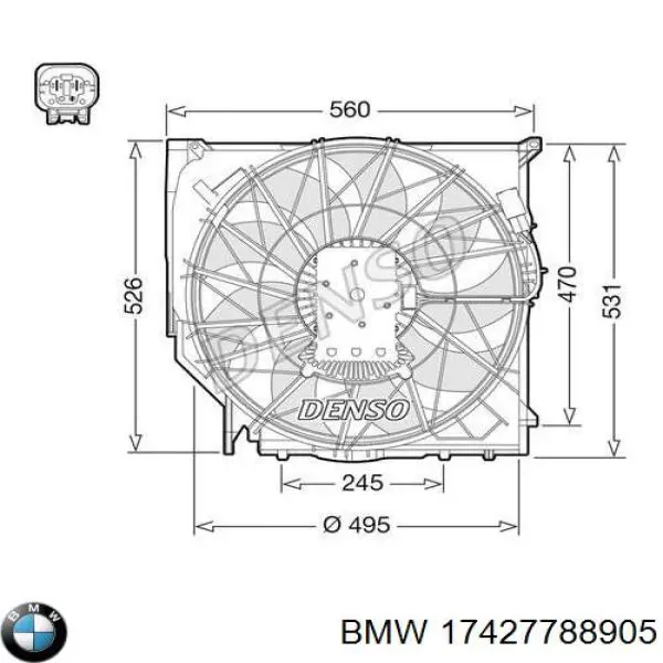 17427788905 BMW дифузор радіатора охолодження, в зборі з двигуном і крильчаткою