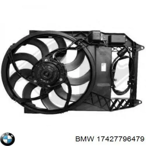 17427796479 BMW Дифузор радіатора охолодження, в зборі з мотором і крильчаткою