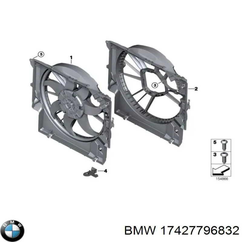 Дифузор радіатора охолодження, в зборі з двигуном і крильчаткою BMW 17427796832 ціна, від 118.23 USD