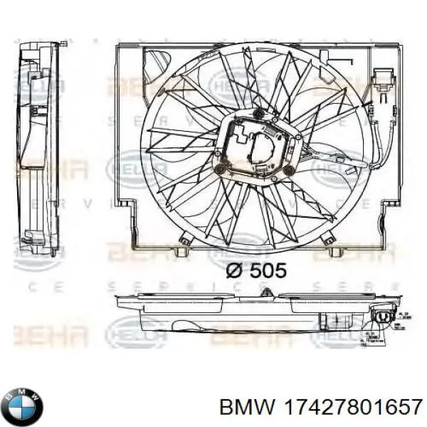 Купити 7801657 BMW Дифузор радіатора охолодження, в зборі з двигуном і крильчаткою