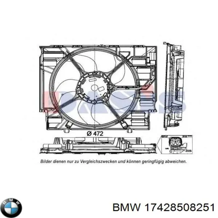 17428508251 BMW дифузор радіатора охолодження, в зборі з двигуном і крильчаткою
