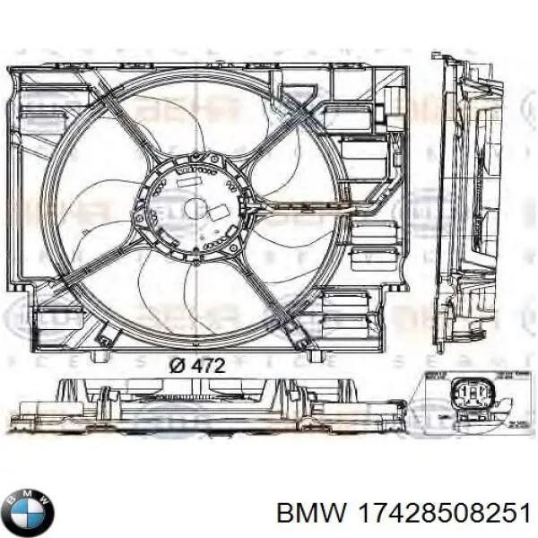 Дифузор радіатора охолодження, в зборі з двигуном і крильчаткою BMW 17428508251 ціна, від 110.74 USD