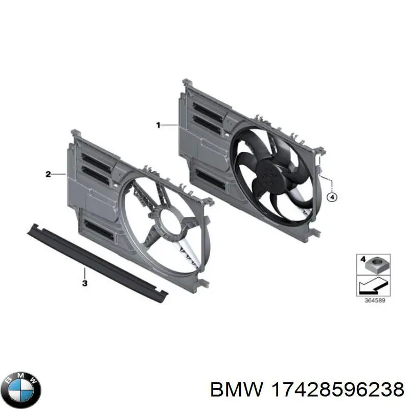 Дифузор (кожух) радіатора охолодження BMW 17428596238 ціна, від 225.17 USD