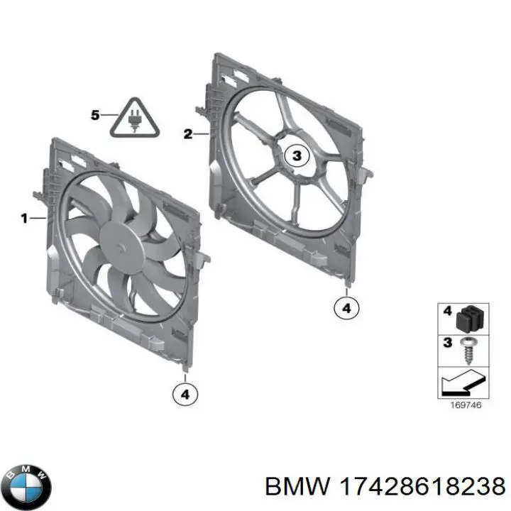 Купити 17428618238 BMW Дифузор радіатора охолодження, в зборі з двигуном і крильчаткою