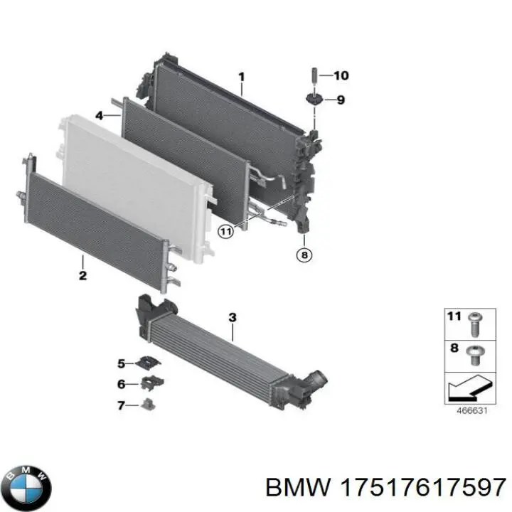 Купити 17517617597 BMW Радіатор интеркуллера