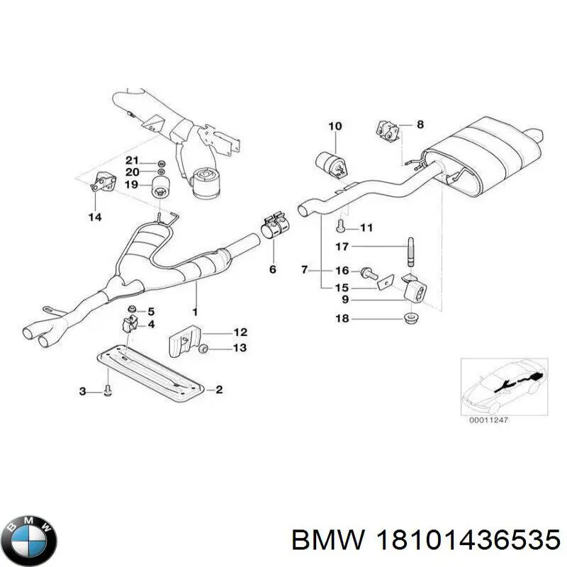 Глушник, задня частина 18101436535 BMW