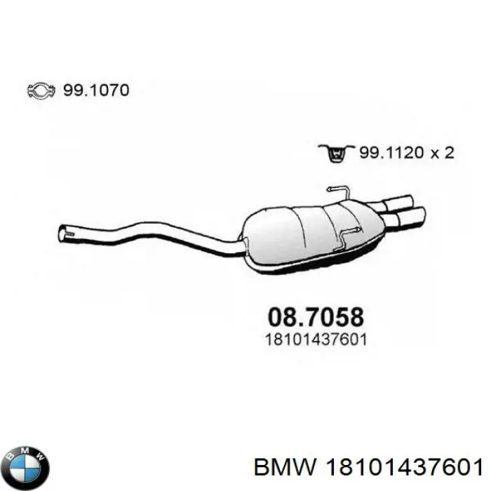 18101437601 BMW глушник, задня частина