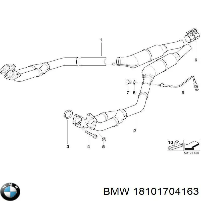 Труба приймальна (штани) глушника, передня, ліва на BMW 7 (E38)