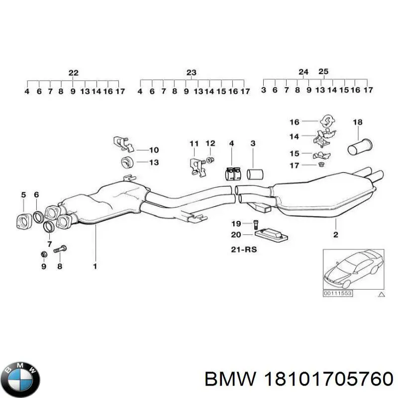 18101705760 BMW глушник, задня частина