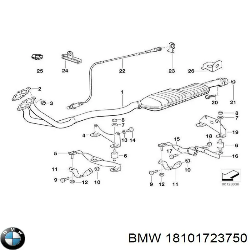 18101723750 BMW глушник, передня частина