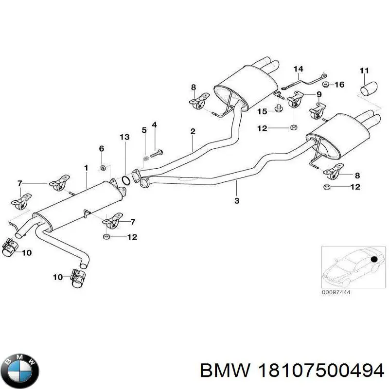 18107500494 BMW Глушитель, задняя часть (Левый)