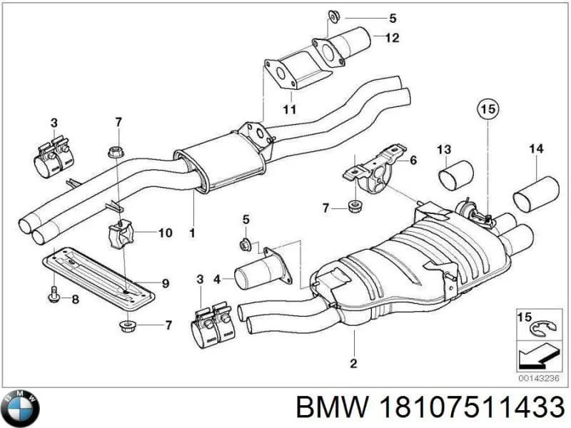 Насадка на глушник BMW 18107511433 ціна, від 78.54 USD