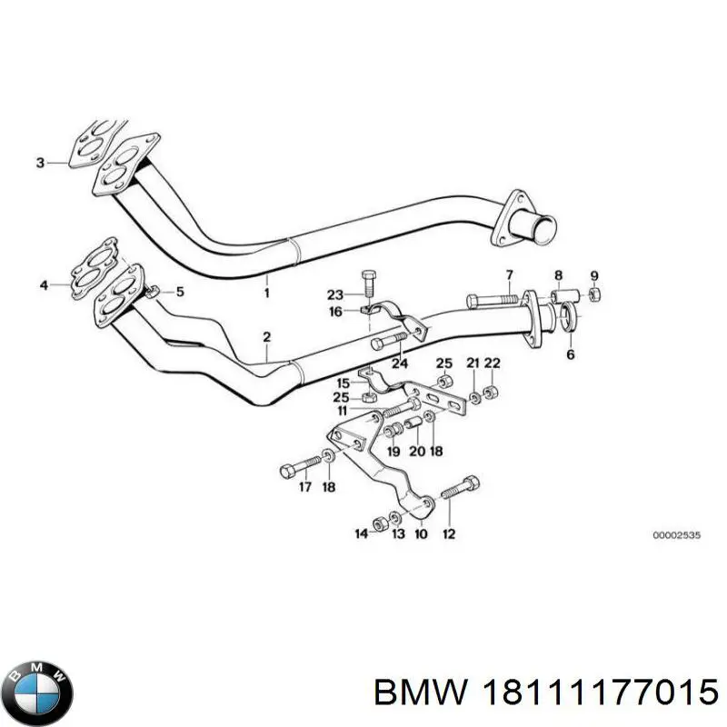 Труба приймальна (штани) глушника, передня 18111177015 BMW