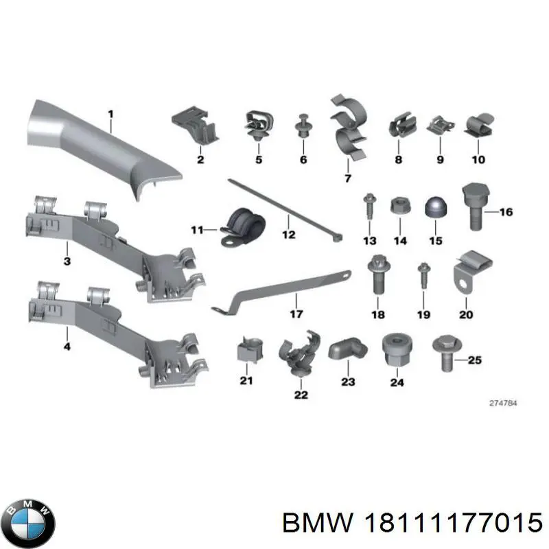 Труба приймальна (штани) глушника, передня BMW 18111177015 ціна, від 261.31 USD