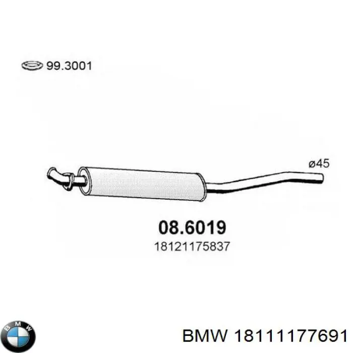 18111177691 BMW глушник, центральна частина