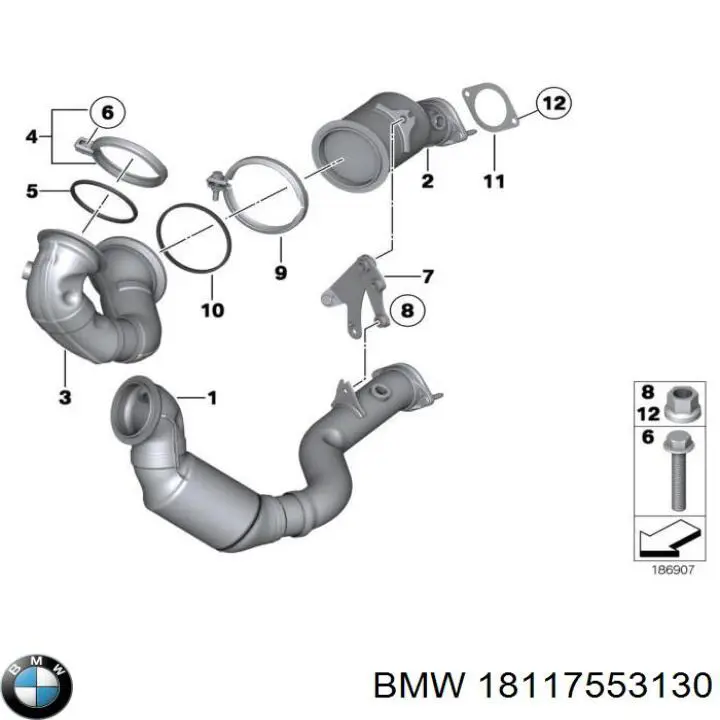 18117553130 BMW прокладка прийомної труби глушника