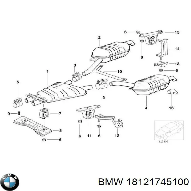 Глушник, задня частина на BMW 7 (E38)