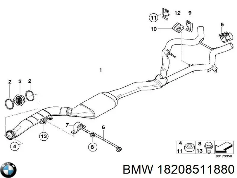 Кронштейн/хомут глушника, задній 18208511880 BMW