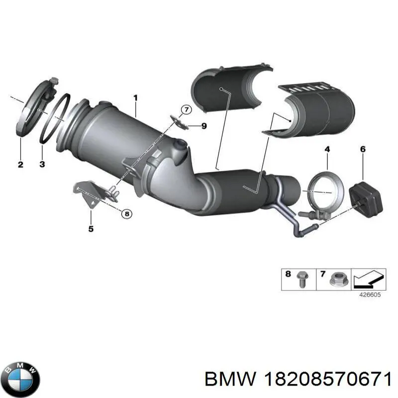 Кронштейн/хомут глушника, задній 18208570671 BMW