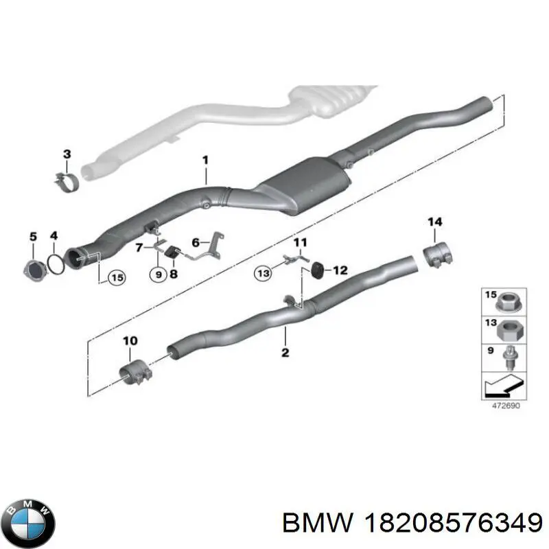 Кронштейн кріплення глушника на BMW 5  F10