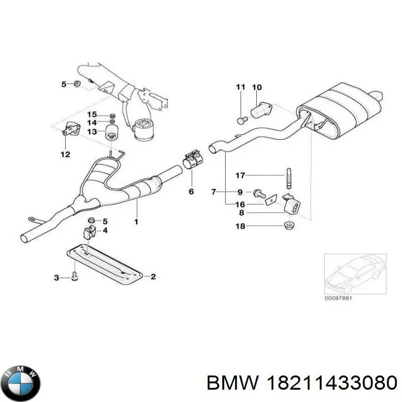 Купити 18211433080 BMW Шпилька випускного колектора