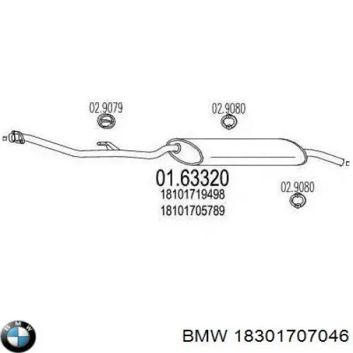 18101719238 BMW глушник, задня частина