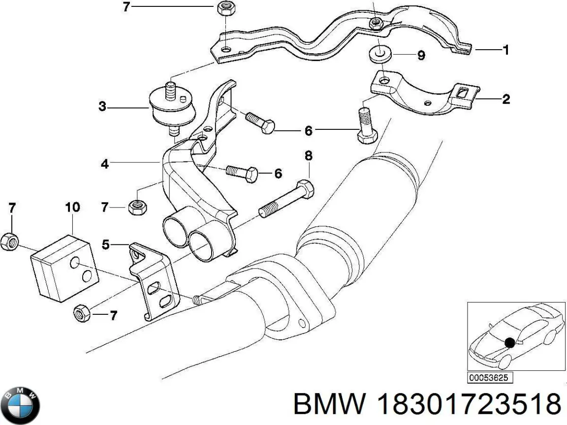Купити 18301723518 BMW Подушка глушника