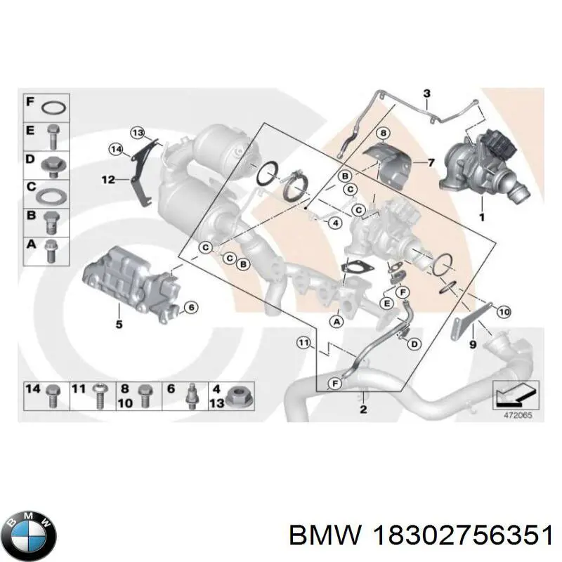 Зєднувальний хомут випускного колектора 18302756351 BMW
