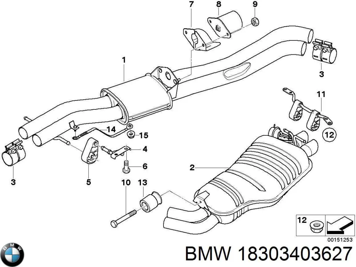 18303403627 BMW Глушник, задня частина