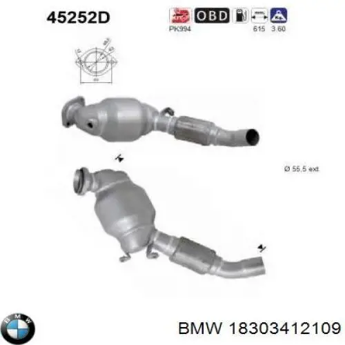 Купити 18303412109 BMW Перетворювач відпрацьованих газів