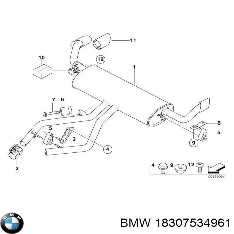 Насадка на глушник BMW 18307534961 ціна, від 87.86 USD