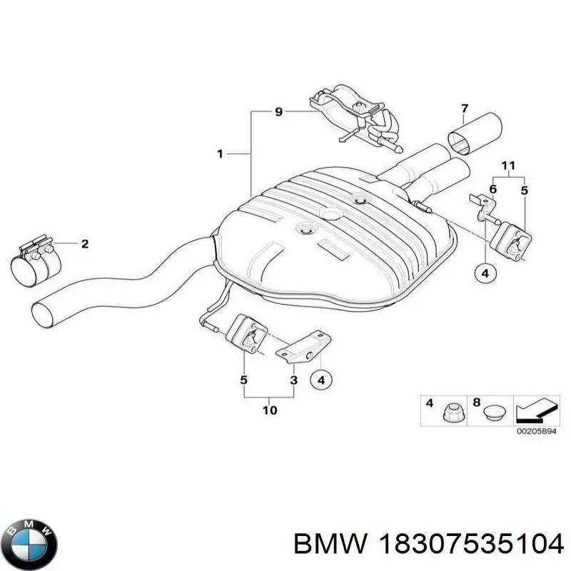 Глушник, задня частина 18307526621 BMW