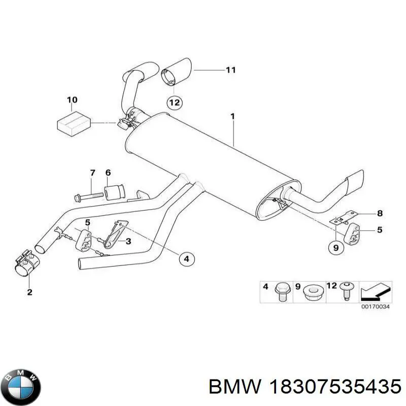 Насадка на глушник BMW 18307535435 ціна, від 35.55 USD