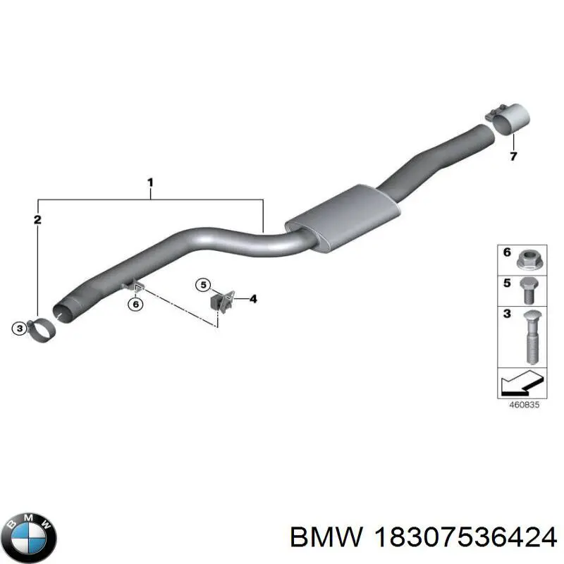 Кронштейн/хомут глушника, передній 18307536424 BMW