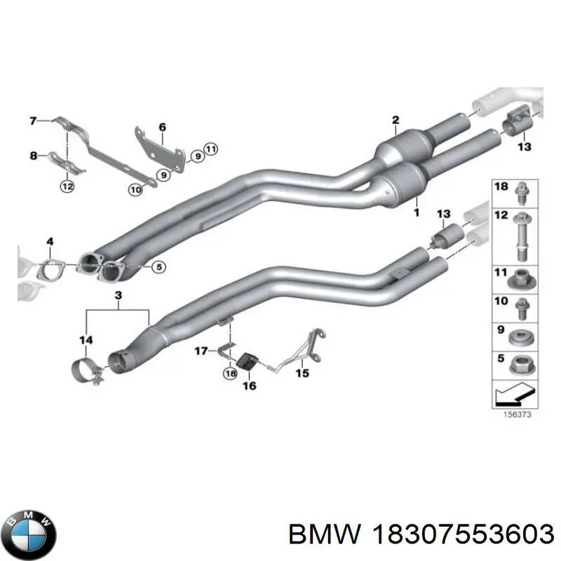 18307553603 BMW прокладка каталітізатора (каталітичного нейтралізатора)