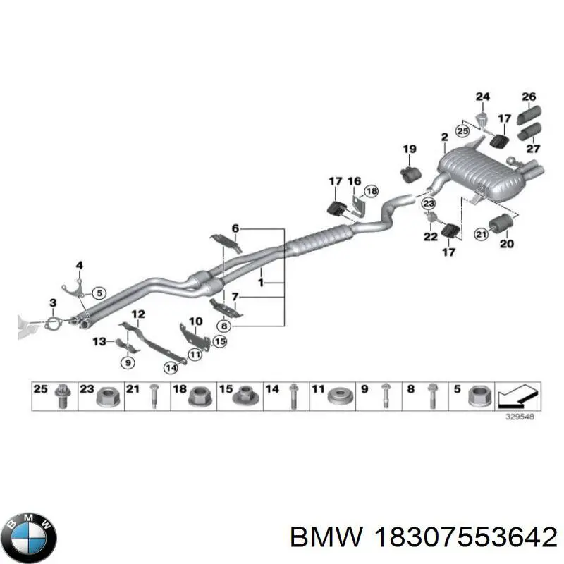 Насадка на глушник BMW 18307553642 ціна, від 71.96 USD