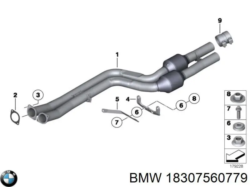 Кронштейн/хомут глушника, передній 18307560779 BMW