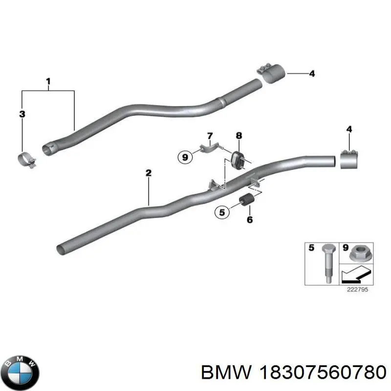 Кронштейн/хомут глушника, передній 18107528087 BMW