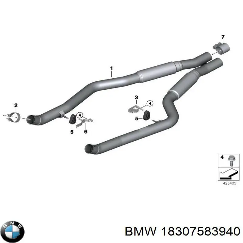 Кронштейн/хомут глушника, задній 18307583940 BMW