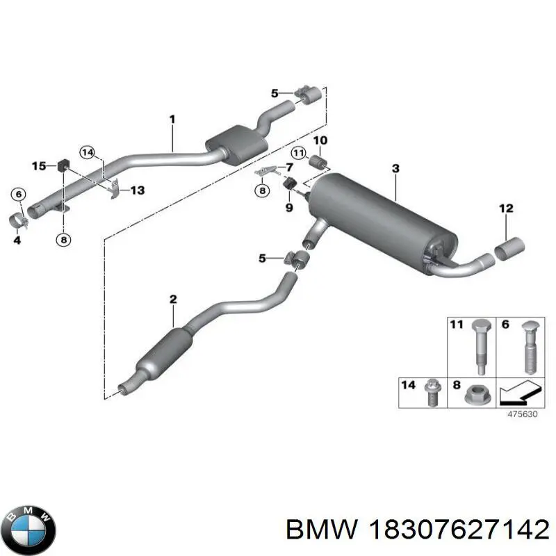 Купити 18307627142 BMW Глушник вихлопних газів кінцевий