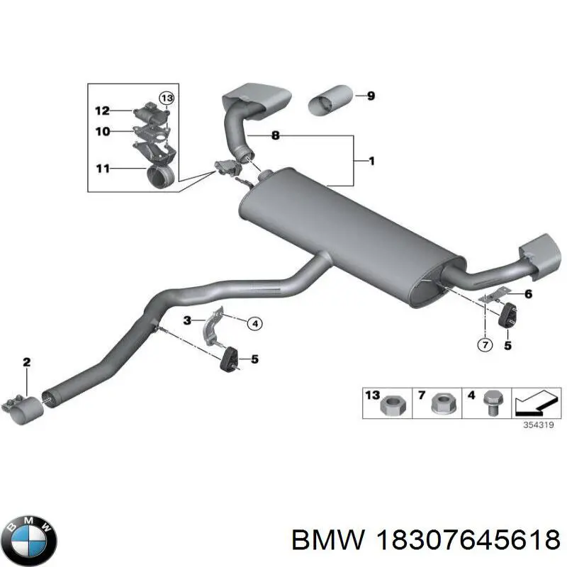 18307645618 BMW Глушник, задня частина