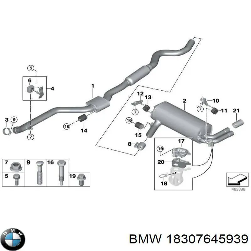 Глушник BMW 18307645939 ціна, від 45.71 USD