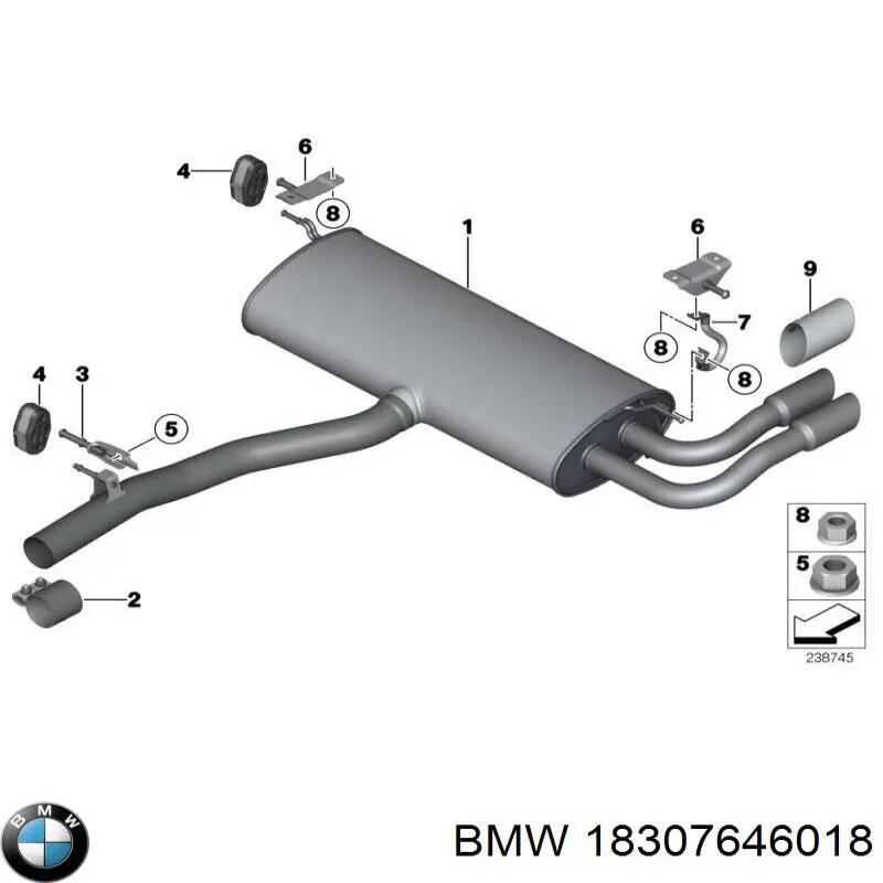 18307646018 BMW Глушник, задня частина