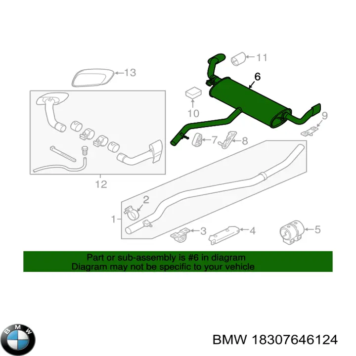 18307646124 BMW Глушник, задня частина