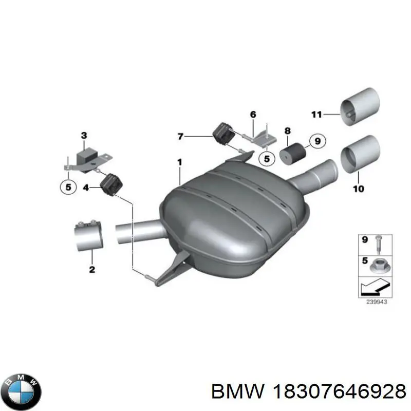 18307646928 BMW Глушник, задня частина