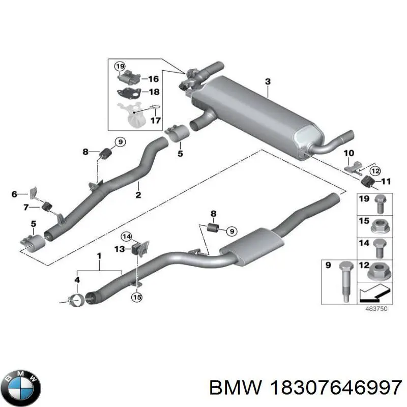 18307646997 BMW Глушник, задня частина