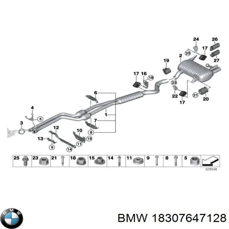 Вихлопна труба BMW 18307647128 ціна, від 1107.75 USD
